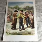 Vintage Art Print Teaching Picture Inviting A New Boy To Play 12.5x17in