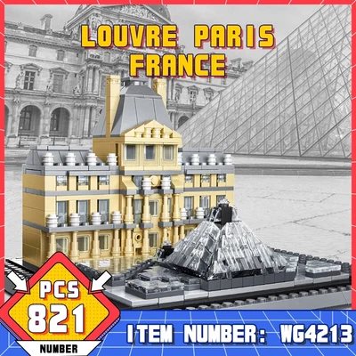 World Architecture Model Building Paris Louvre Museum Blocks Desktop 821PCS - Image 1 of 4