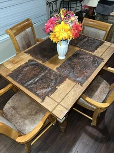 Faux verziert Blumen Paisley Leder Fransen Braun Tischsets 4er Set (VIER) - Bild 1 von 20