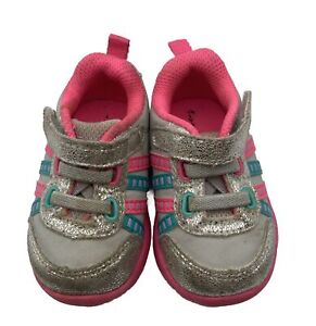 GARANIMALS GIRLS Baby ATHLETIC SHOES SIZE2 PINK GRAY PLAY SHOES RUBBER SOLESCa91