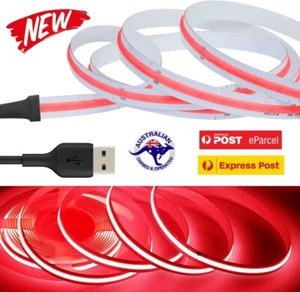 5M RED USB 5V Flexible COB LED Strip Light + 1M USB CONNECTION LEAD - Picture 1 of 6