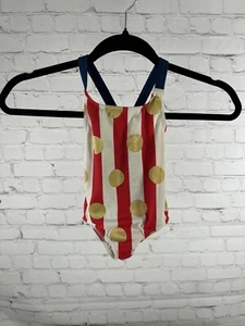 Mini Boden Red White Blue Gold One Piece Swimsuit Youth Girls 2-3Y 98cm - Picture 1 of 8