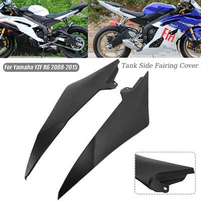 Black Gas Tank Side Cover Panel Fairing Trim Cowl For Yamaha YZF R6 2008-2015 14 Foto 1 de 4