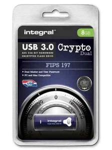 Integral 8GB Crypto Dual FIPS 197 Encrypted USB 3.0 Flash Drive Digital Money 4K - Picture 1 of 3