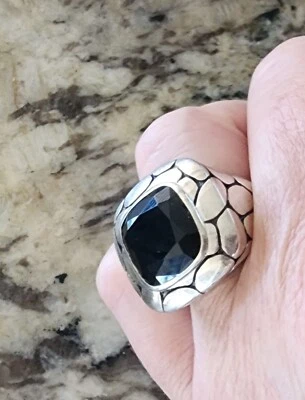 Anillo John Hardy Calcedonia Negra Kali Talla 7 Pesado 16,96 Gramos Foto 1 de 4