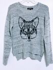 Woman’s Wolf Fox 🦊 Sweater By Almost Famous High Low Waist W Long Sleeves