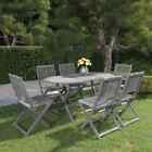 Solid Acacia Wood Garden Dining Wooden Table & Chair Grey Set 7/9 Piece Vidaxl