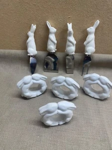 Ceramic Rabbit Cheese Charcuterie Utensils and Napkin Holder Set - Picture 1 of 21