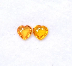 Natural Yellow Sapphire Heart Shape Cut Pair 4.75 mm 0.82 Cts Loose Gemstones - Picture 1 of 7
