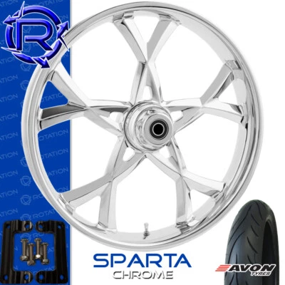 Rueda de moto cromada Rotation Sparta Kawasaki Vaquero Vulcan paquete 21" Foto 1 de 3