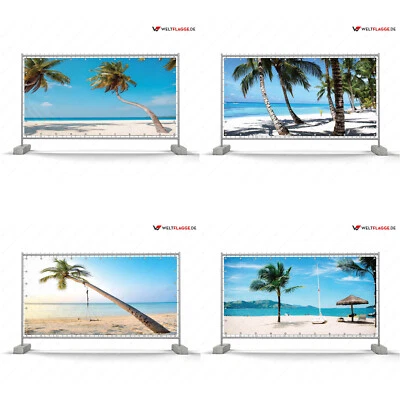 Palm und Strand Bauzaunplane Banner Bauzaun Werbebanner Sichtschutz -4 MOTIV