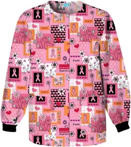 Scrub H.Q. Women's Snap Front Warm-Up Scrub Jacket - Breast Cancer Cure 4350 - Picture 1 of 1