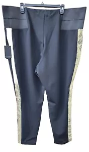NWT Eloquii Size 26 Pull On Elastic Sides Black Sequin Side Pants Inseam 29" - Picture 1 of 4
