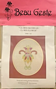 2005 BEAU GESTE Nadelspitze Leinwand GILDED JACOBEAN CLOWN FLOWER Wilson #GW8K-KIT - Bild 1 von 5