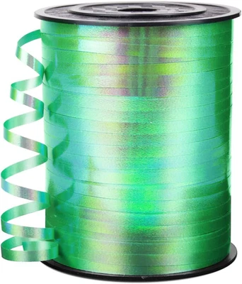 Cinta rizadora iridiscente verde 500 yardas 3/16", cadena de globo láser 1 rollo para Foto 1 de 4