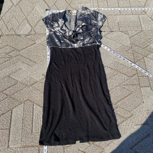 Arden B Dress Women's Small Gray Silk Ruffle Round Neck Sleeveless Sheath - Picture 1 of 9