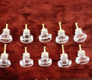 Restoration Hardware Octagon Glass Knob Cabinet Drawer Pulls Chrome Set Of 10 - Picture 1 of 8