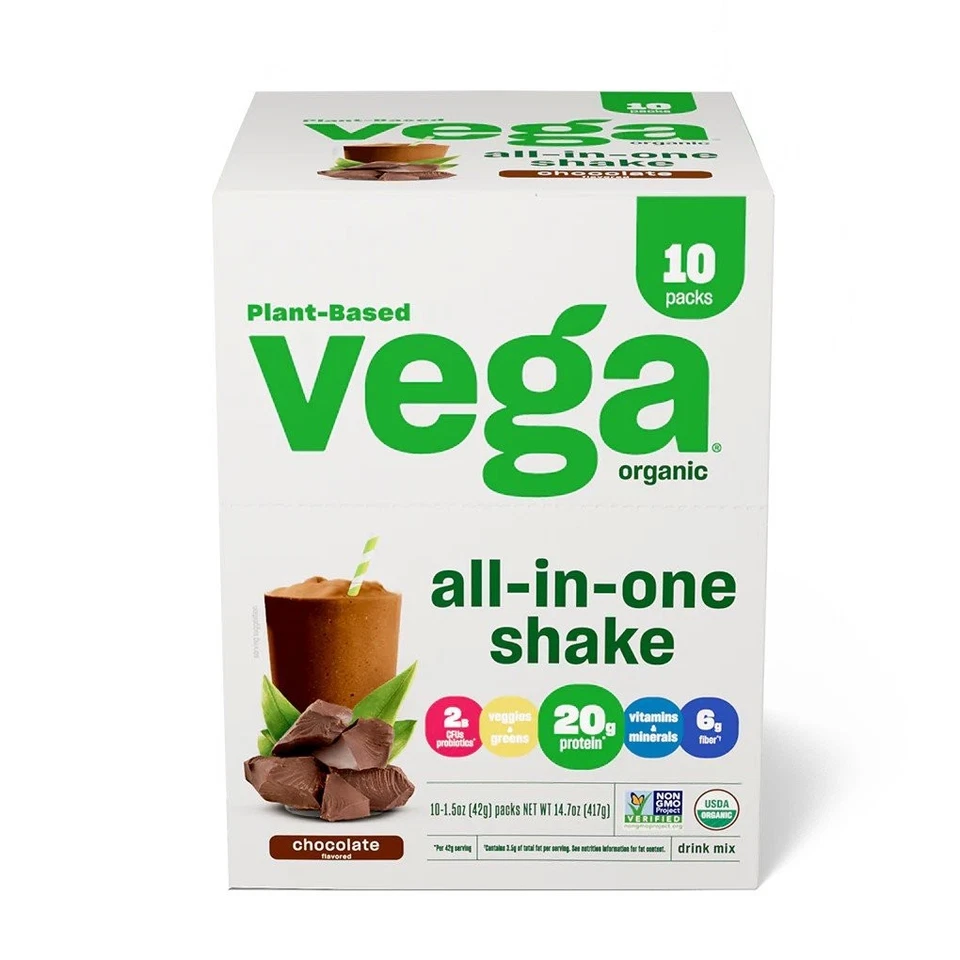 Vega Vega One Organic All In One Shake Chocolate 10 (1.4 oz) Packets Box - Image 1 of 1