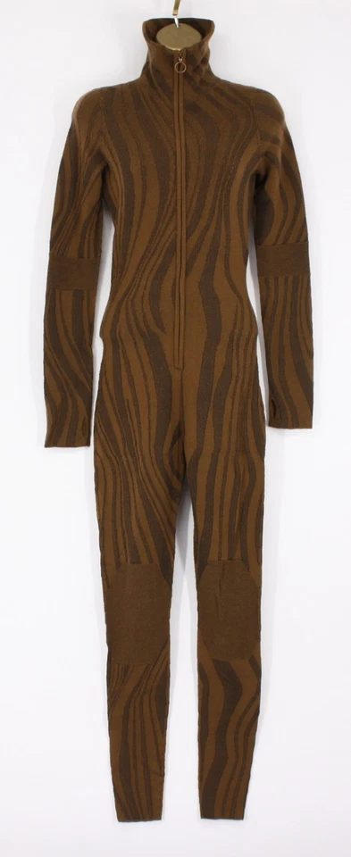 HOLDEN WOMENS MERINO WOOL KNIT JUMPSUIT BROWN PATTERNED UK S RRP £487 AD - Image 1 of 4