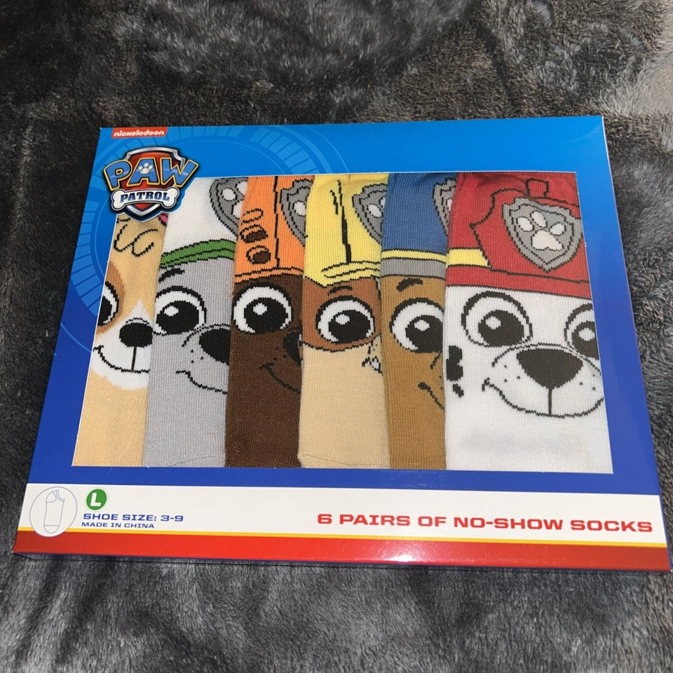 Детский Paw Patrol No-Show носки комплект из 6 обуви размер большой 3-9 новый - Изображение 1 из 4