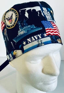US Navy Lined Medical Skull Scrub Cap Surgery Hat / Chemo Cap - Picture 1 of 4