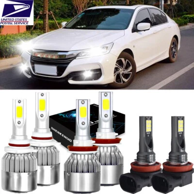 6000K For Honda Accord 2013 2014 2015 Combo LED Headlight Kit High Low+Fog Bulbs - Image 1 of 4