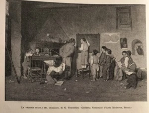 1940 GIUSEPPE COSTANTINI. LA VECCHIA SCUOLA DEL VILLAGGIO Stampa d'epoca 15x10cm - Foto 1 di 1