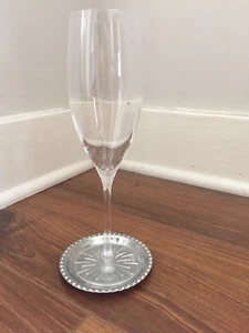 Ausgefallene Wein oder Champagner Untersetzer Silber mit Perlenrand Made in USA Vintage - Bild 1 von 4