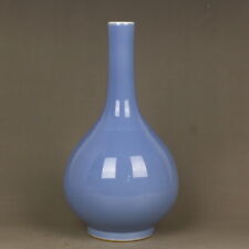 11" Chinese Old Porcelain Pink Blue Glaze Vase Kangxi Mark
