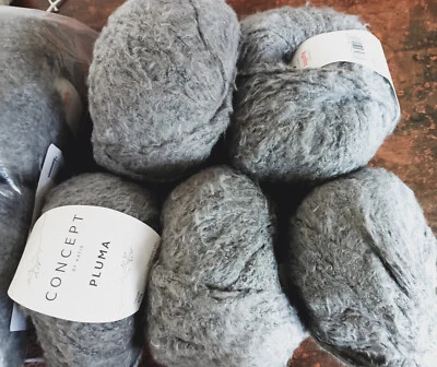 5 x 50 g PLUMA Katia  Flauschgarn ohne Wolle  Col. 79 grau - Bild 1 von 3