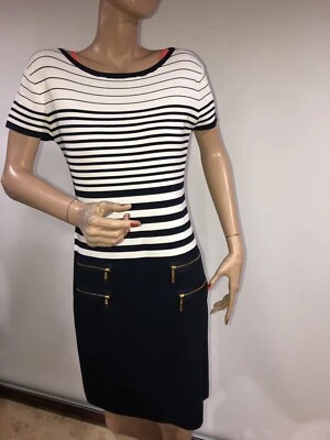 Vestido Carmen Marc Valvo Negro Lana Blanco Talla M Foto 1 de 4