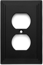 Cosmas 25026-FB Flat Black Single Duplex Electrical Outlet Wall Plate/Cover