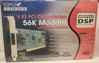 CPU Builder Retailer Box 56K Modem V92 PCI Controllerless Fax & Voicemail SEALED - Image 1 of 2