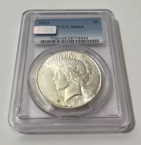 1923 Peace Dollar MS 64 PCGS Silber $ 1 unzirkulierte Münze - Bild 1 von 4