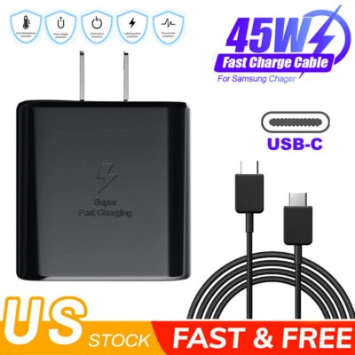 Cargador de pared súper rápido USB-C de 45 W y cable de 6 pies para Samsung Galaxy S20 S21 S22 S23 Foto 1 de 4