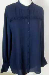 Evy's Tree Madison Bluse Navy Rüschen Langarm Knopfleiste XL - Neu mit Etikett - Bild 1 von 6