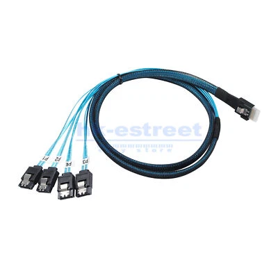PCI-E Slimline SAS SFF-8654 4i to 4X SATA server hard drive conversion cable 1M - Image 1 of 4