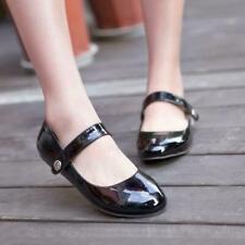 Womens Patent Leather Strap Mary Jane Flats Ballet Dance Casual Shoes Plus Size