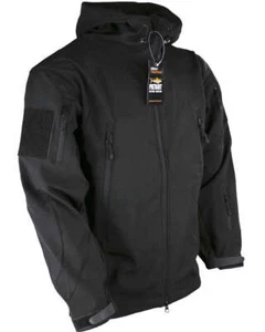 Mens Patriot Tactical Soft Shell Hooded Jacket Black Zip Fleece Lined Coat - Picture 1 of 10