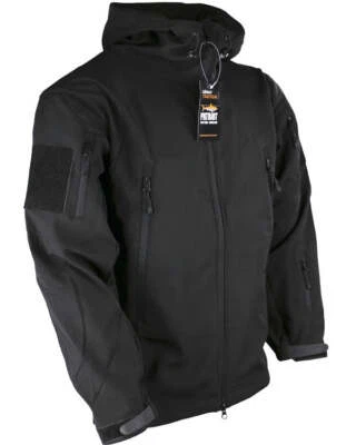 Mens Patriot Tactical Soft Shell Hooded Jacket Black Zip Fleece Lined Coat - Image 1 of 4