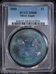 2009 $1 American Silver Eagle PCGS MS 68 | Toned UNC BU - Picture 1 of 4