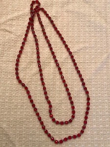 Antique Necklace Glass Red Faceted Beads Hand Knotted with silver - Picture 1 of 5