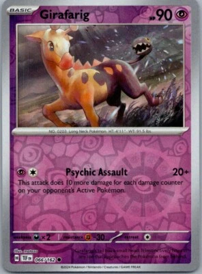 Girafarig SV05: Temporal Forces 066/162 Near Mint NM Reverse Holo - Image 1 of 2