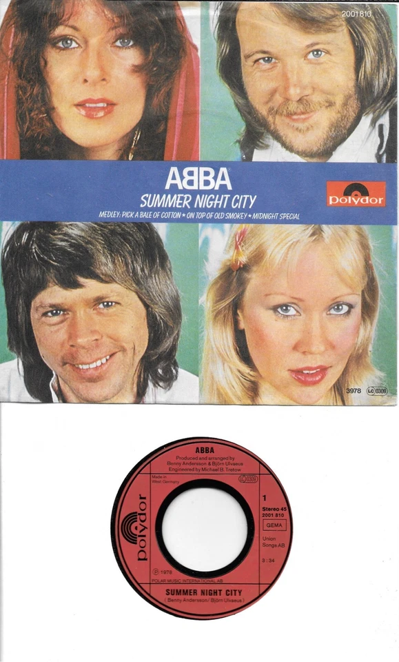 ABBA  Summer Night City  GERMAN Import 45 with PicSleeve - Image 1 of 1