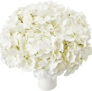10Pcs Ivory Flowers Hydrangea Heads Silk Fake Flowers with Stems for Mother'S Da - Picture 1 of 12