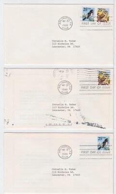 TurtlesTradingPost- Owl & Grosbeak Birds Booklet Pane 1988 #2284-85 FDC - Image 1 of 2