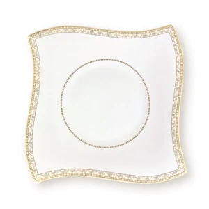 NUEVO Plato de Cena Villeroy & Boch Samarah Bone China Borde Dorado Onda Cuadrada 11" - Imagen 1 de 15
