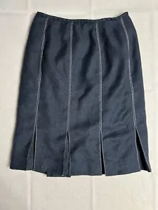 Nipon Boutique Petite Flare A-Line Skirt Pleated Womens Size 2P Blue Stripe - Picture 1 of 8