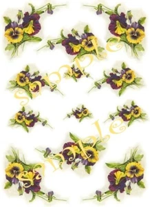Shabby Chic Pansies Waterslide Decals - Picture 1 of 1