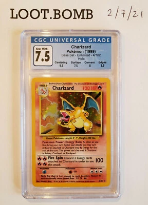 Pokemon CHARIZARD CGC 7.5 NM+ 4/102 Base Set Holo Rare 1999 PSA BGS - Image 1 of 2